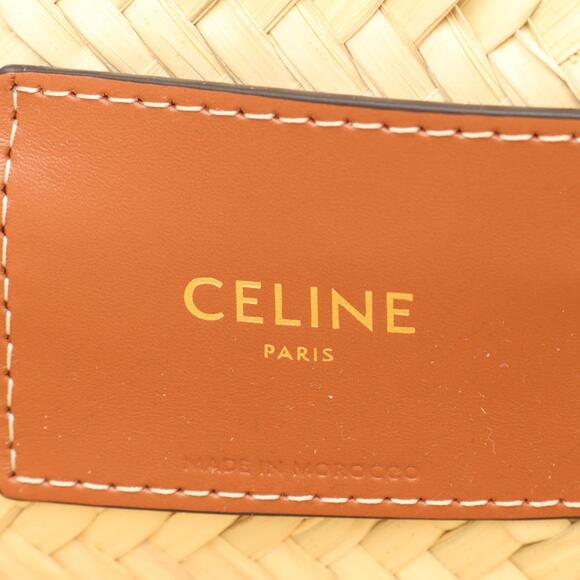 Celine Teen Triomphe Panier Handbag Leather Raffia Beige Tan Brown - Picture 4 of 4